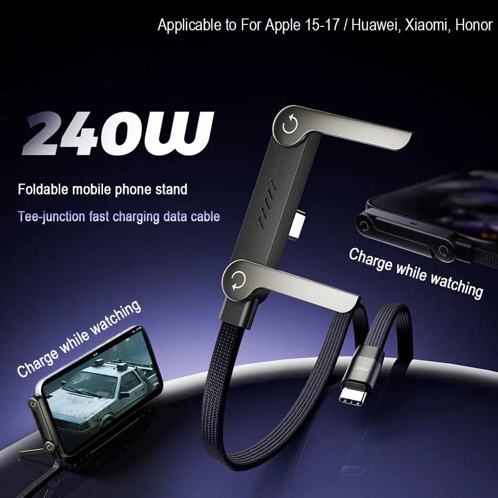 Fast Charging 2 in 1 Cable Stand Rotates 360 Degrees Type-C to Type-C connection